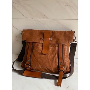 Marco Buggiani Brown Leather Crossbody Satchel Bag
